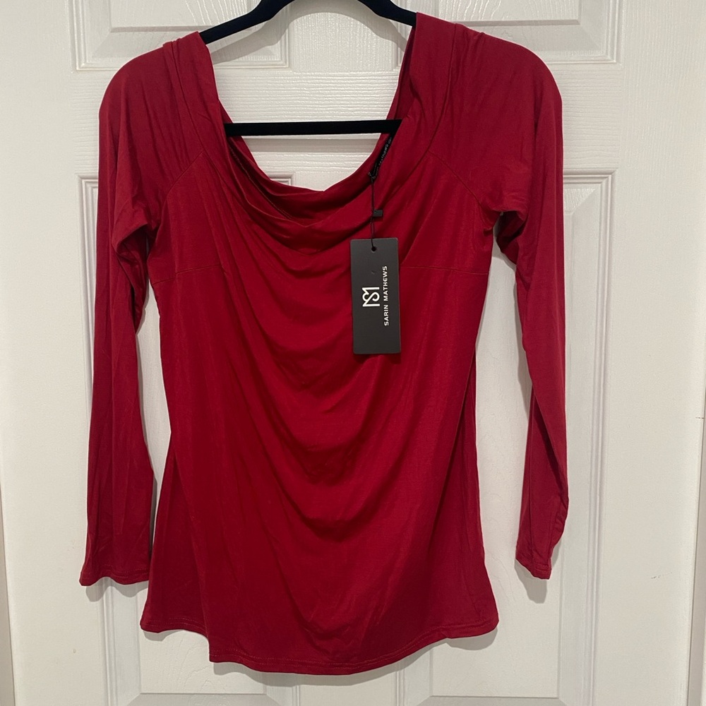 Sarin Mathew’s Red long sleeve top. Size Large. NWT